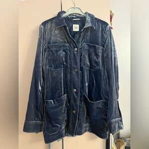 GAP Women's Dark Blue Velvet Utility Jacket
